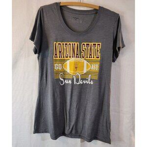 Women's AZ State Sun Devils T-Shirt V-neck Pullover Short Sleeve Grey XL